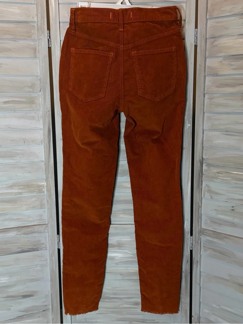 We the Free People rust 5 pocket corduroy pants jeans raw hem OB823192 sz 25 NWT